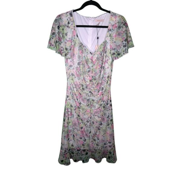 Bcbgeneration Ruched Mesh Mini Dress Garden 10 - Picture 3 of 8